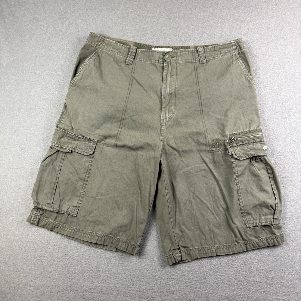 Mecca Cargo Shorts Size 36 Green Y2K Hip Hop 11‎ Inch Inseam